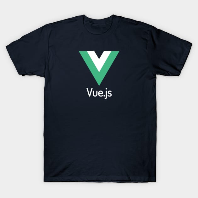 Vue JS logo vertical white T-Shirt by nerd-studios